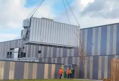 Grey-container-mid-air