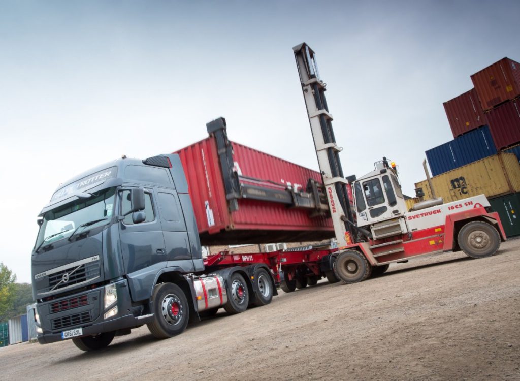 Angled view of container transportation